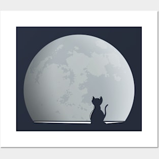 Cat On The Moon Posters and Art